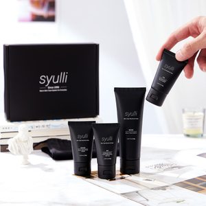 Bộ sản phẩm chăm sóc da nam Syulli (Bộ 4 sản phẩm) – Làm sạch, tẩy tế bào chết, dưỡng ẩm ban ngày, phục hồi ban đêm.
