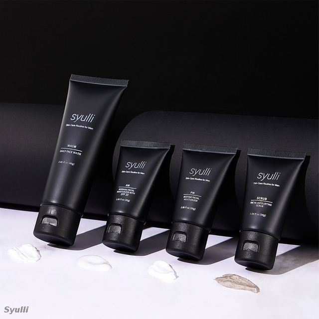 Bộ sản phẩm chăm sóc da nam Syulli (Bộ 4 sản phẩm) – Làm sạch, tẩy tế bào chết, dưỡng ẩm ban ngày, phục hồi ban đêm.